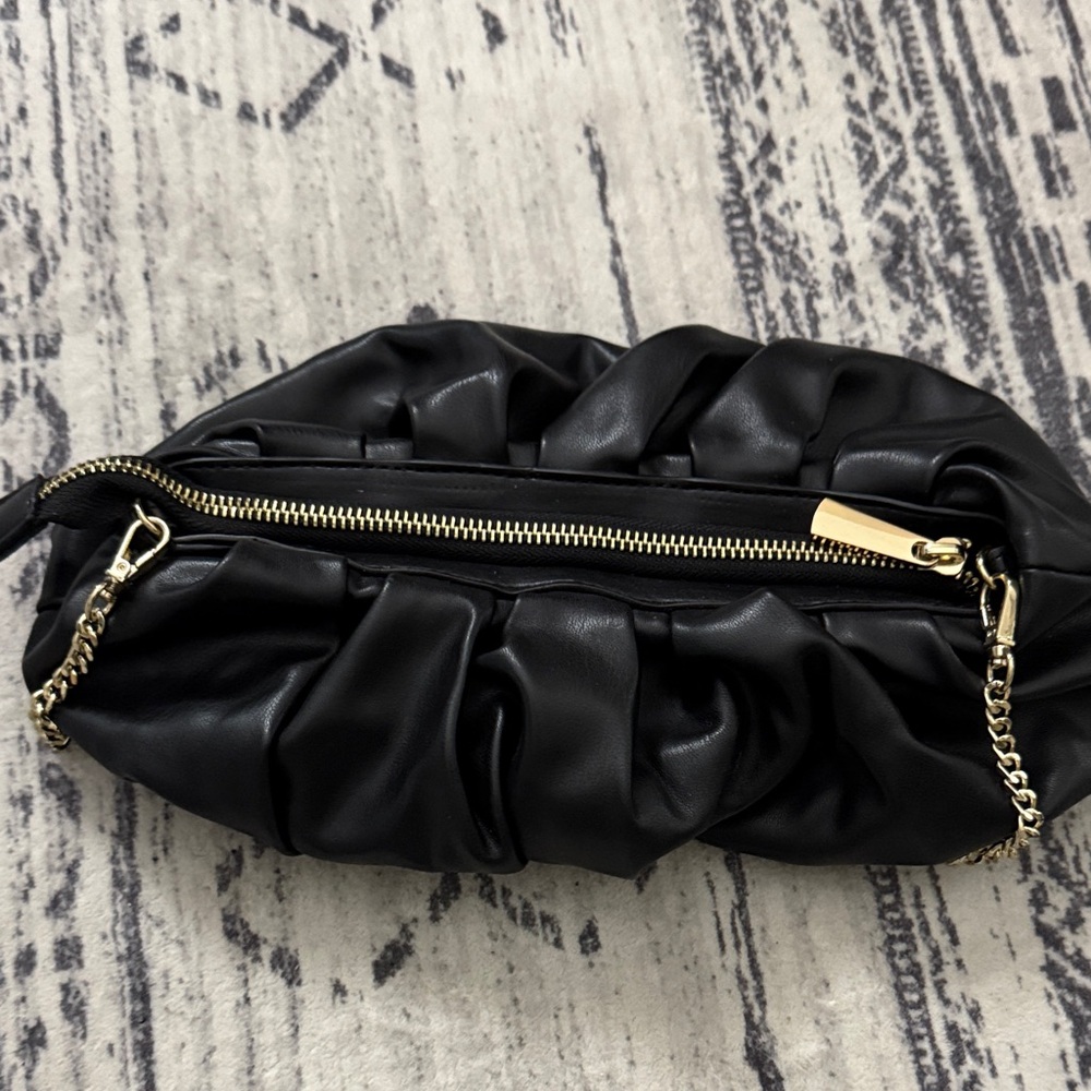 Express Elegant Black Wristlet with Gold Accents